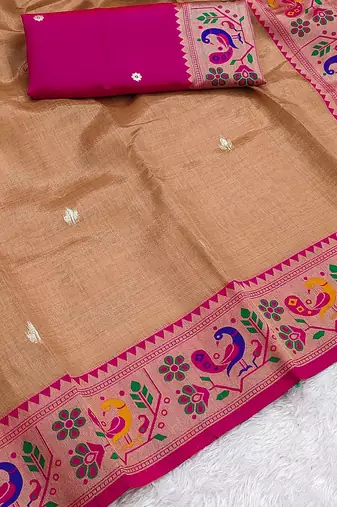 Orange Color Soft Traditional Banarasi Silk Blend Saree