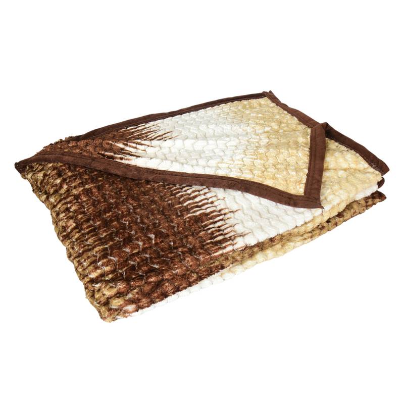 Ajanta handloom house single flannel blanket | comforter for ac/winter -white walnut brown