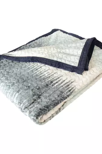 Ajanta handloom house single flannel blanket | comforter for ac/winter -white navy