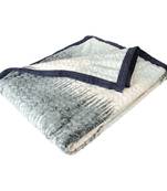 Ajanta handloom house single flannel blanket | comforter for ac/winter -white navy
