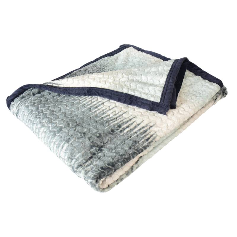 Ajanta handloom house single flannel blanket | comforter for ac/winter -white navy