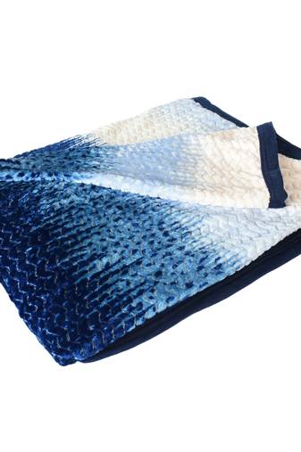 Ajanta handloom house single flannel blanket | comforter for ac/winter -white blue