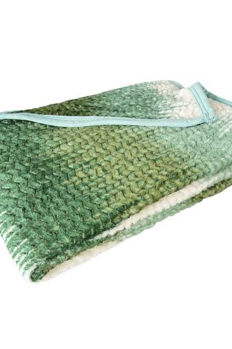 Ajanta handloom house single flannel blanket | comforter for ac/winter -white green