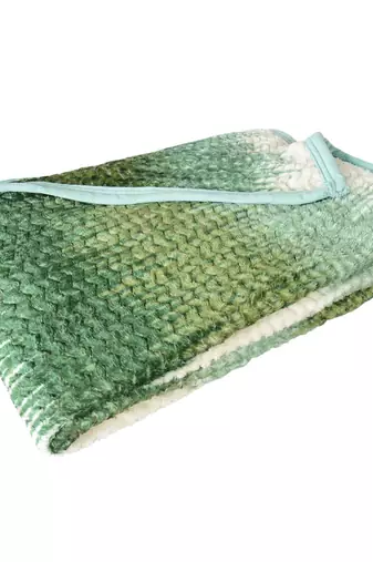 Ajanta handloom house single flannel blanket | comforter for ac/winter -white green