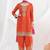 Orange heavy chinon Pallazo Suit - Full stitched free size