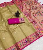 Olive Green Color Soft Traditional Banarasi Silk Blend Saree