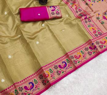Olive Green Color Soft Traditional Banarasi Silk Blend Saree 2
