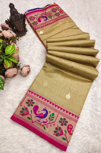 Olive Green Color Soft Traditional Banarasi Silk Blend Saree