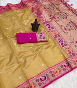 Mustered Color Soft Traditional Banarasi Silk Blend Saree