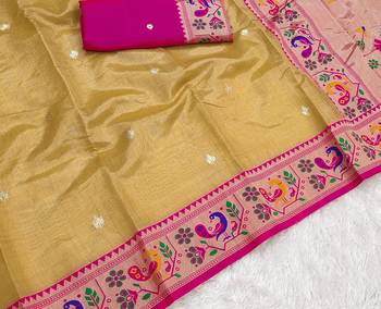 Mustered Color Soft Traditional Banarasi Silk Blend Saree 2