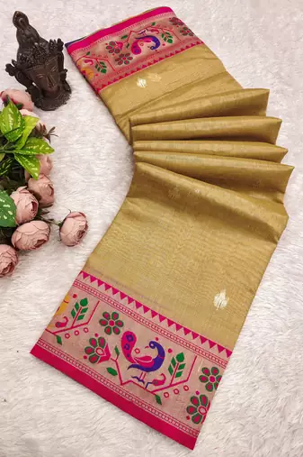 Mustered Color Soft Traditional Banarasi Silk Blend Saree
