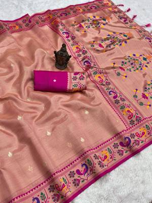 Pink Color Soft Traditional Banarasi Silk Blend Saree 1