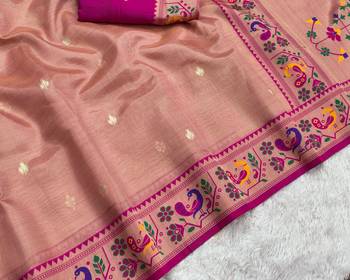 Pink Color Soft Traditional Banarasi Silk Blend Saree 2