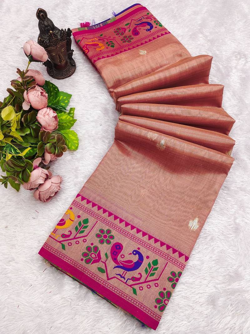 Pink Color Soft Traditional Banarasi Silk Blend Saree