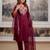 Maroon Cotton cambric  straight kurti pant dupatta set