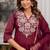 Maroon Cotton cambric  straight kurti pant dupatta set