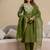 green cotton embroidered kurta set
