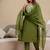 green cotton embroidered kurta set