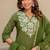 green cotton embroidered kurta set