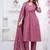 mauve cotton embroidered kurta set