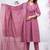 mauve cotton embroidered kurta set