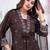 brown cotton embroidered kurta set