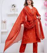 Pink cotton embroidered kurta set