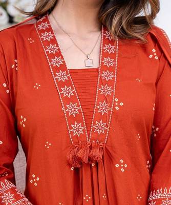 Pink cotton embroidered kurta set 3