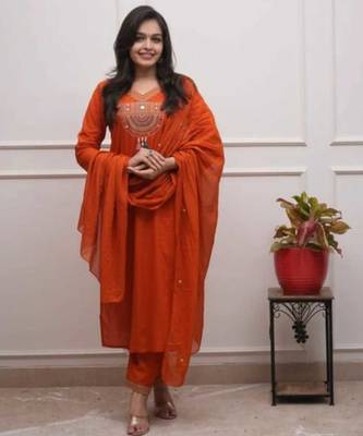 Cotton cambric  straight  kurti-pant-dupatta  set 1