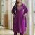 Purple cotton embroidered kurta set