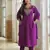 Purple cotton embroidered kurta set