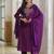 Purple cotton embroidered kurta set