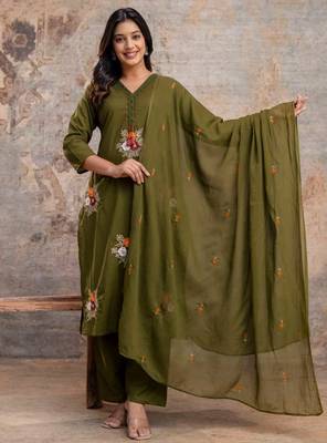 taj cotton  straight  kurti-pant-dupatta  set 1