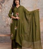 taj cotton  straight  kurti-pant-dupatta  set