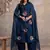 blue cotton embroidered kurta set