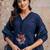 blue cotton embroidered kurta set