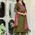 green cotton embroidered kurta set