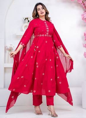 Pink cotton embroidered kurta set 2