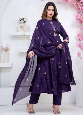 navy cotton embroidered kurta set 2