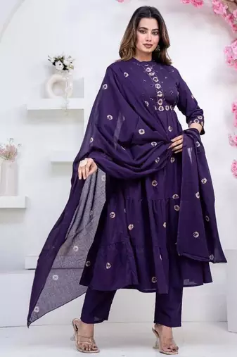 navy cotton embroidered kurta set