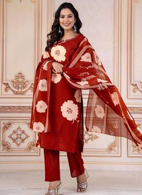 maroon cotton printed kurta set 2