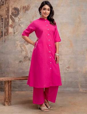Pink Soft cotton kurti plazzo set 2