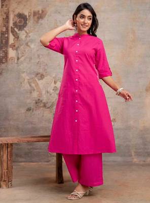Pink Soft cotton kurti plazzo set 3