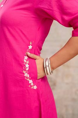 Pink Soft cotton kurti plazzo set 4