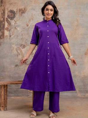 multicolor cotton embroidered kurta set 1