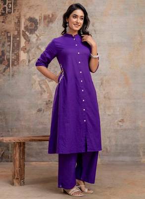 multicolor cotton embroidered kurta set 3