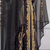 Black Embroidered Stitched Moroccan Kaftan with Heavy Golden Zari Work & Matching Sheer Cape
