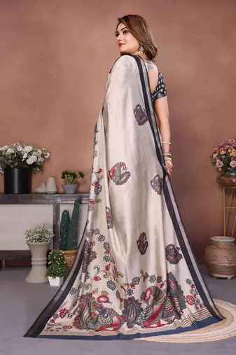 black color kalamkari print cotton saree 
