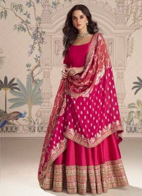 pink heavy silk anarkali-Full Stitched Free size 1