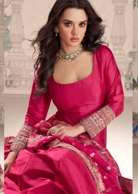 pink heavy silk anarkali-Full Stitched Free size 2
